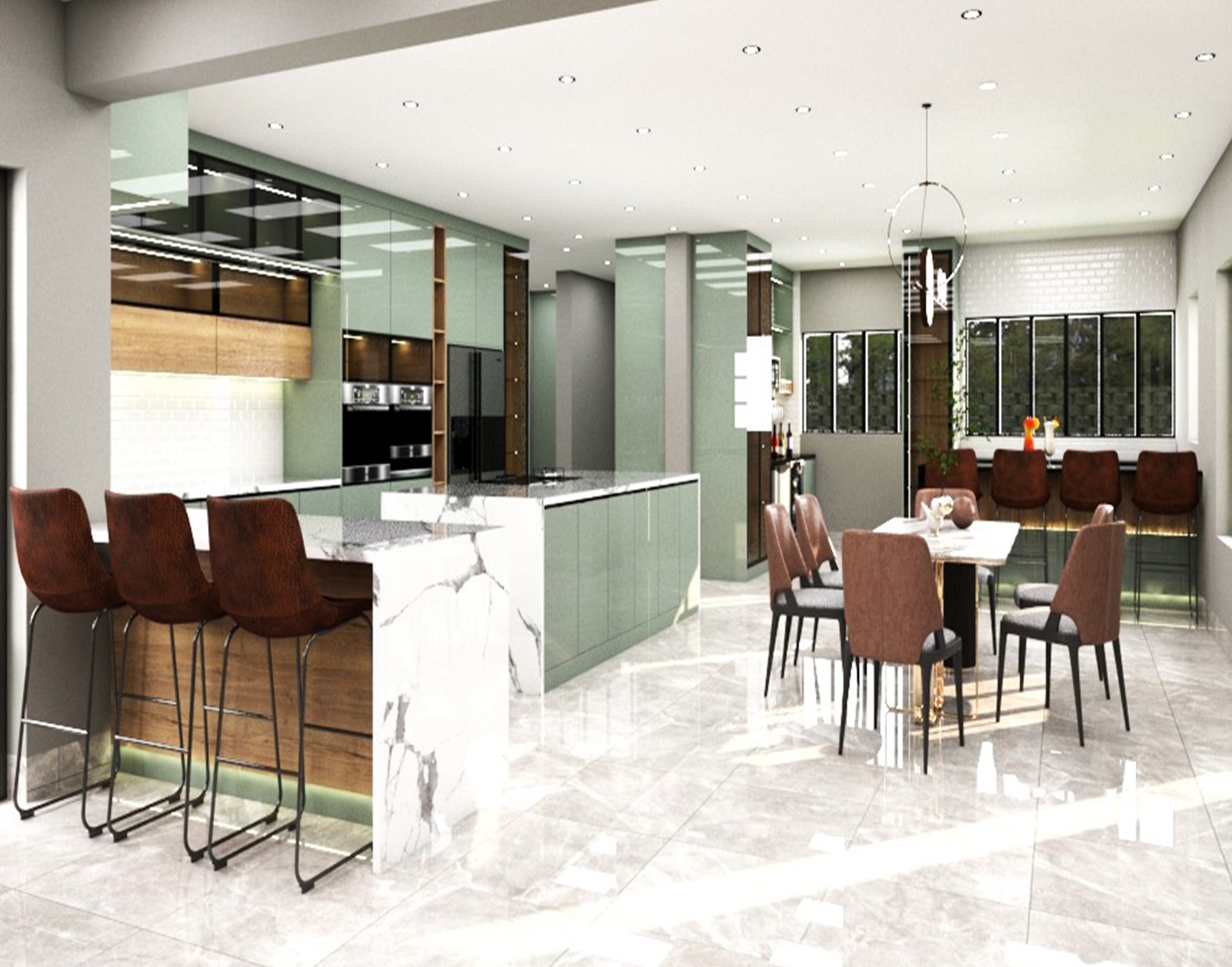 Sage Open-Plan Kitchen & Dining