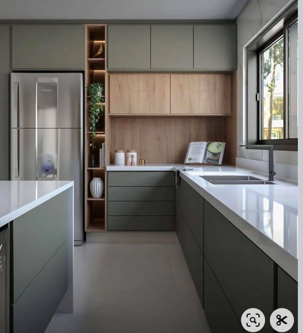 Olive Matt & Oak Galley Kitchen