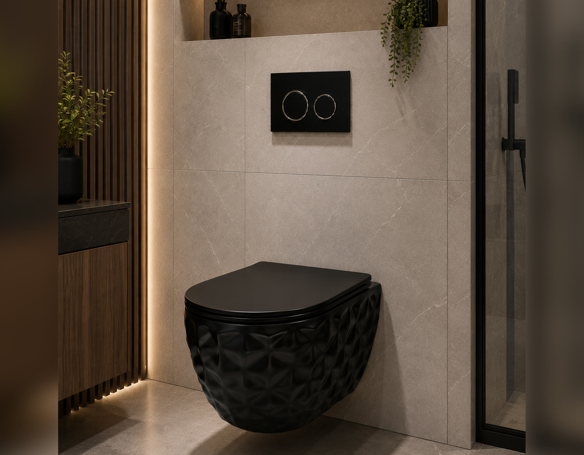 Matte Black Diamond Wall-Hung Toilet