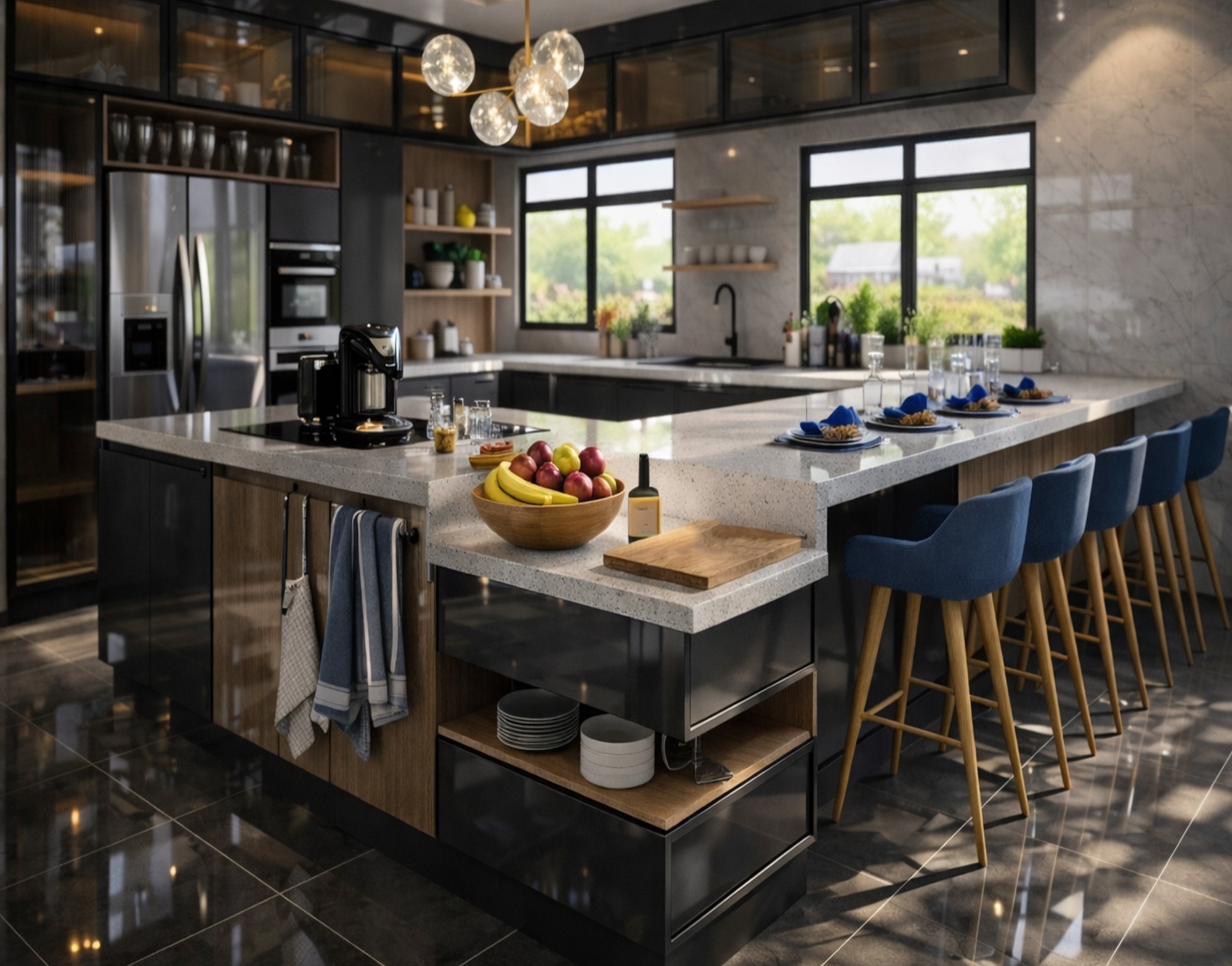 U-Shaped Kitchen with Breakfast Bar