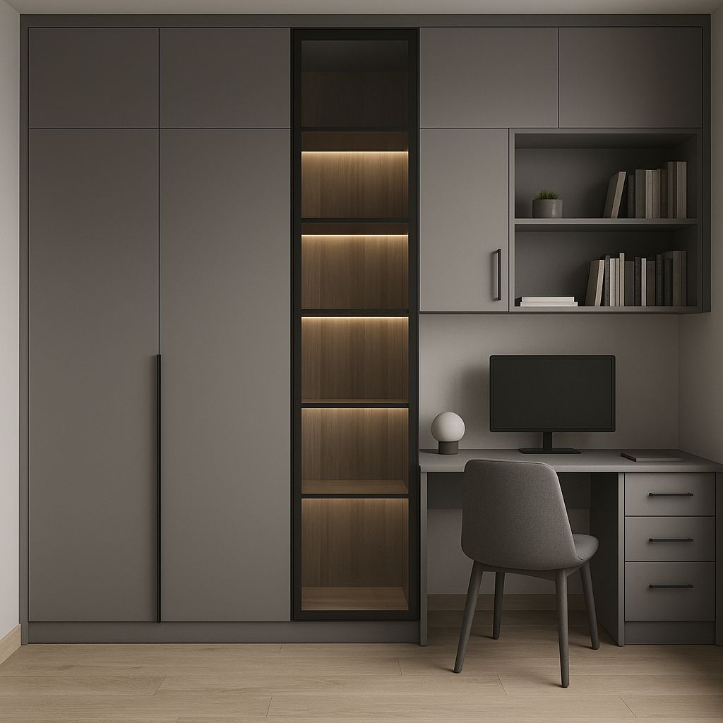 Grey Study Wardrobe with Integrated Desk
