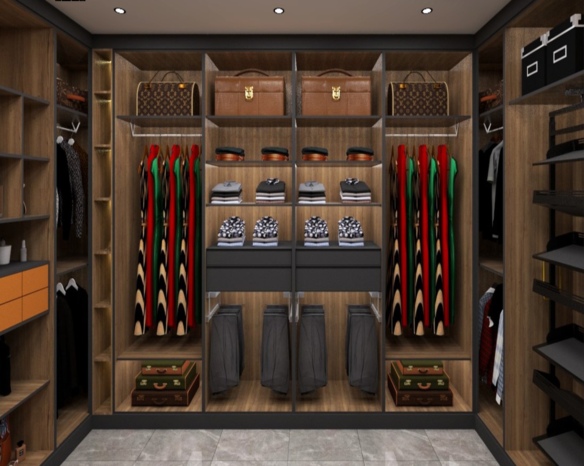 Luxury Walk-In Wardrobe — Wood Interior